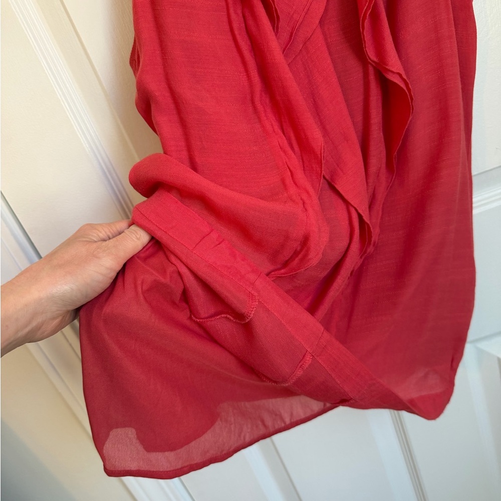 The Limited Women's Raspberry Pink Ruffle Sleeveless Blouse - Picture 7 of 9